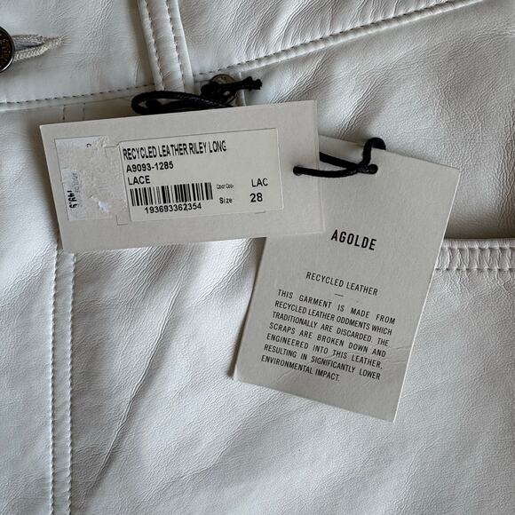 AGOLDE Recycled Leather Riley Long Pants Size 28 Lace White - Picture 6 of 11